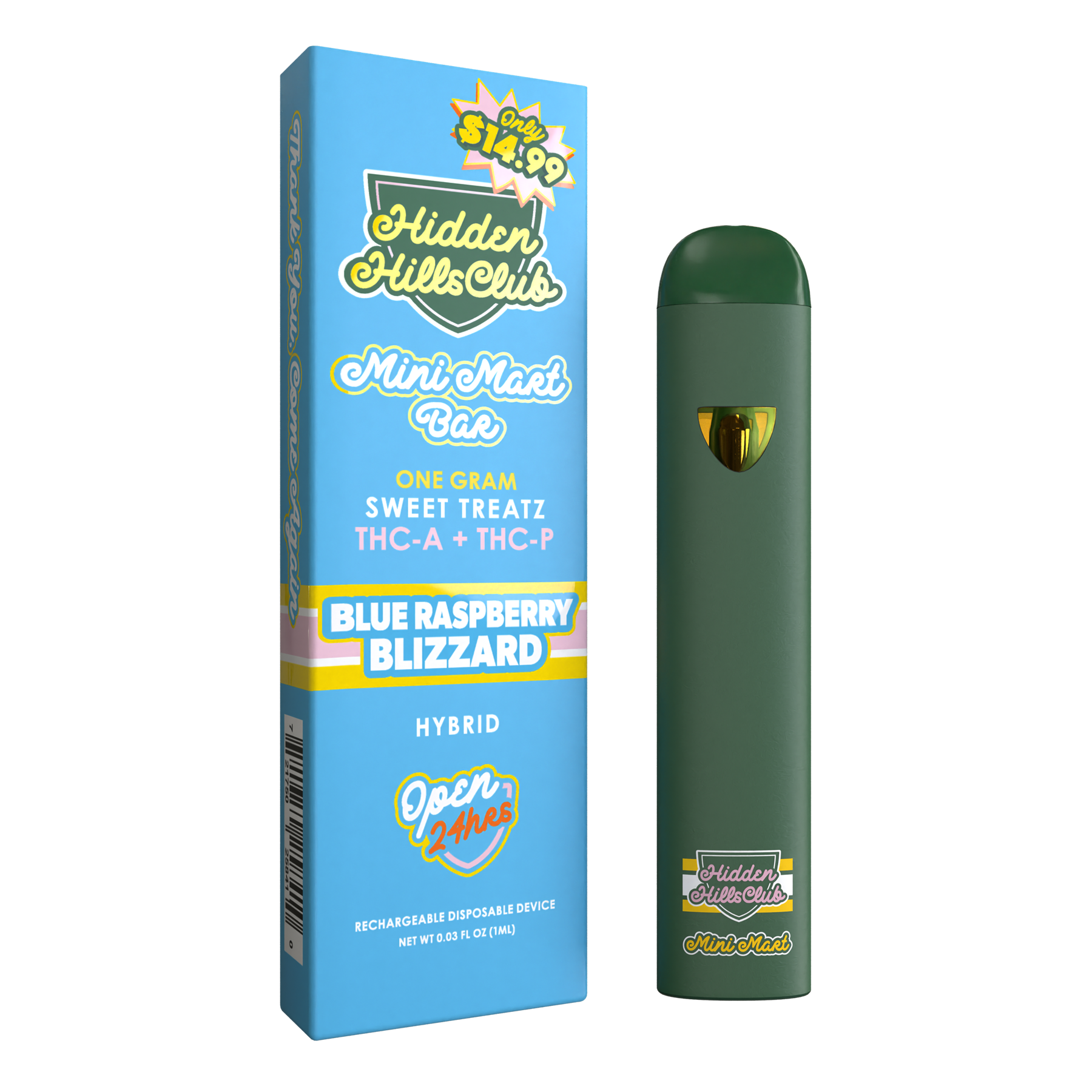 Blue Raspberry Blizzard THCP Hybrid Disposable Info