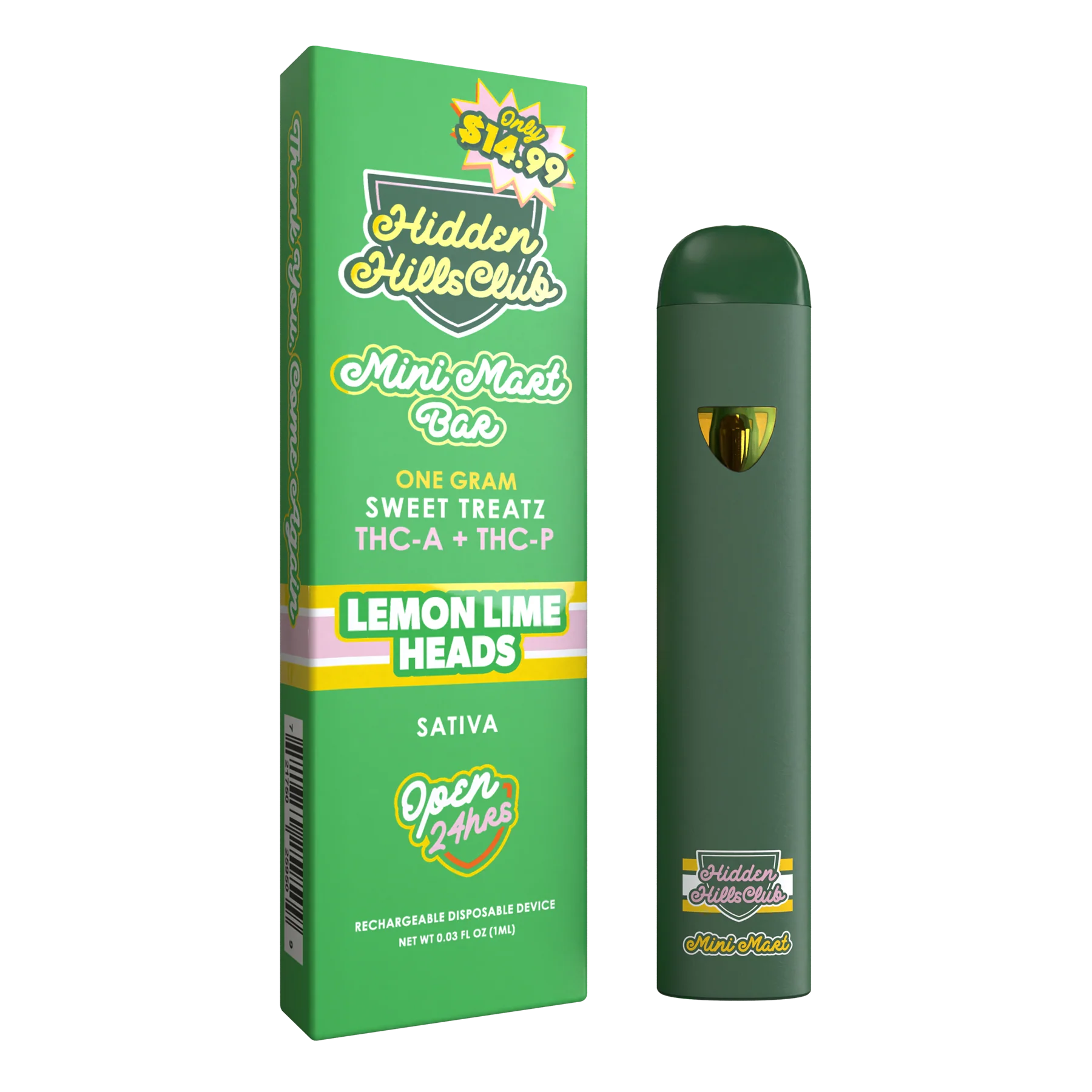 Hidden Hills Lemon Lime Heads Sativa Sweet Treatz Mini Mart Disposable Vape