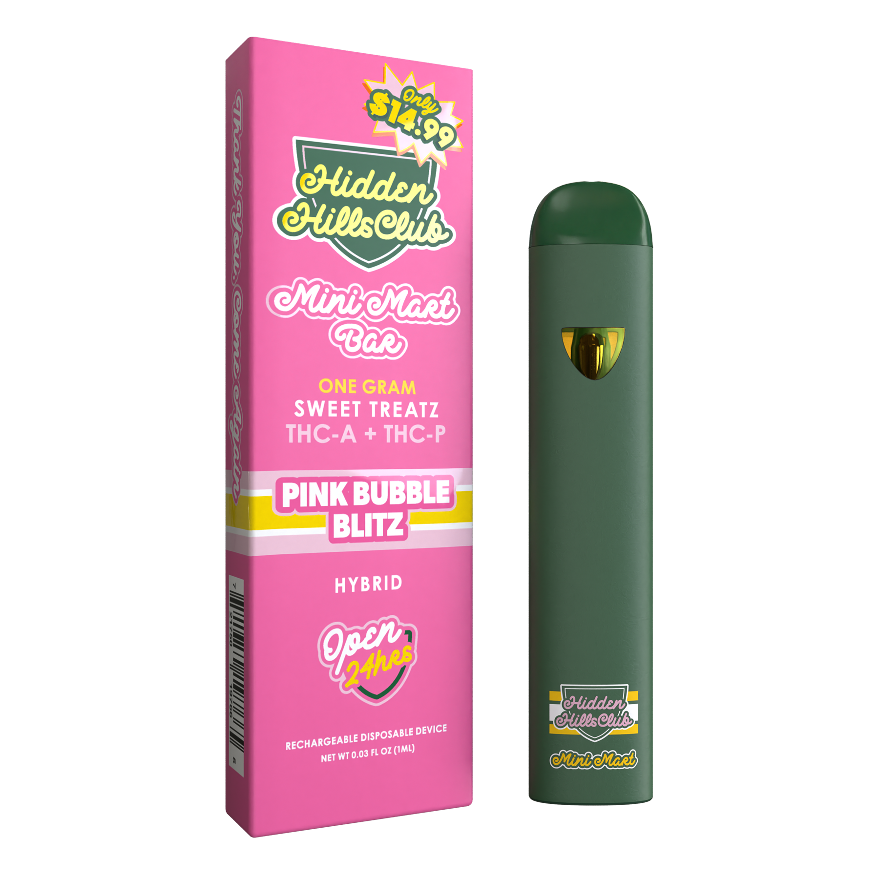 Pink Bubble Blitz | Hybrid Vape | THCP Bubblegum Hybrid Disposable