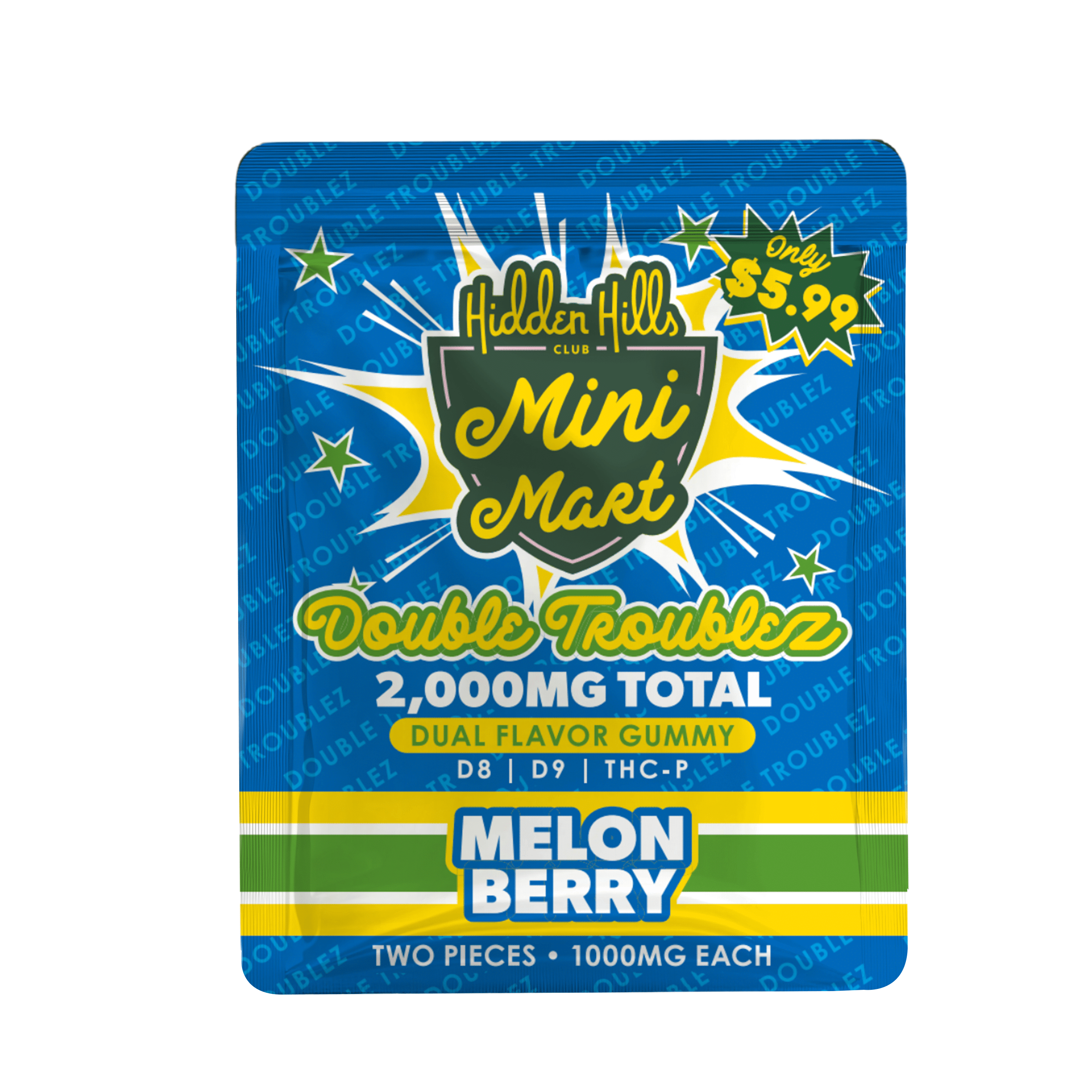 Hidden Hills 1000MG Mini Mart Double Troublez 2 ct – Melon Berry