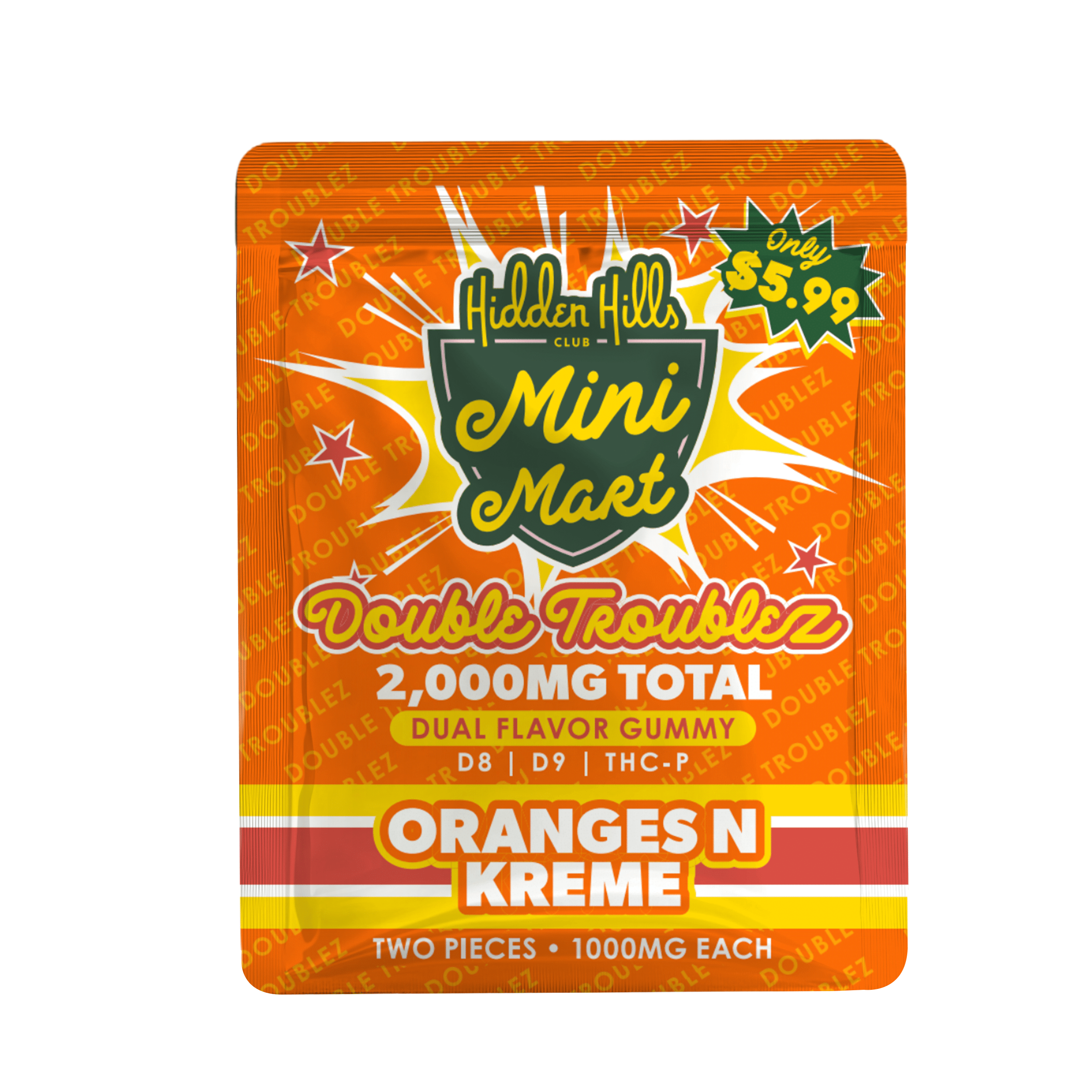 Hidden Hills 1000MG Mini Mart Double Troublez 2 ct – Orange N Kreme