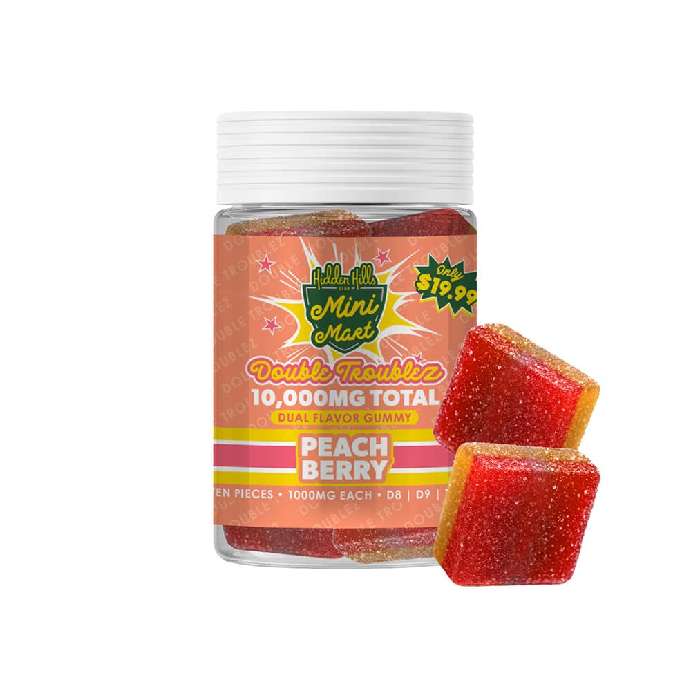 Hidden Hills 1000MG Mini Mart Double Troublez 10 ct – Peach Berry
