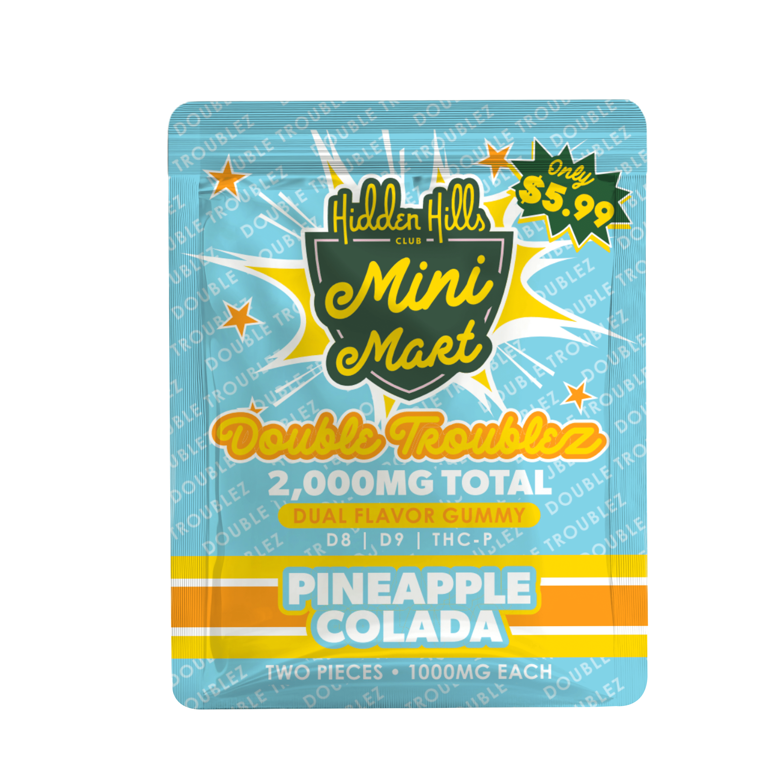 Hidden Hills 1000MG Mini Mart Double Troublez 2 ct – Pineapple Colada