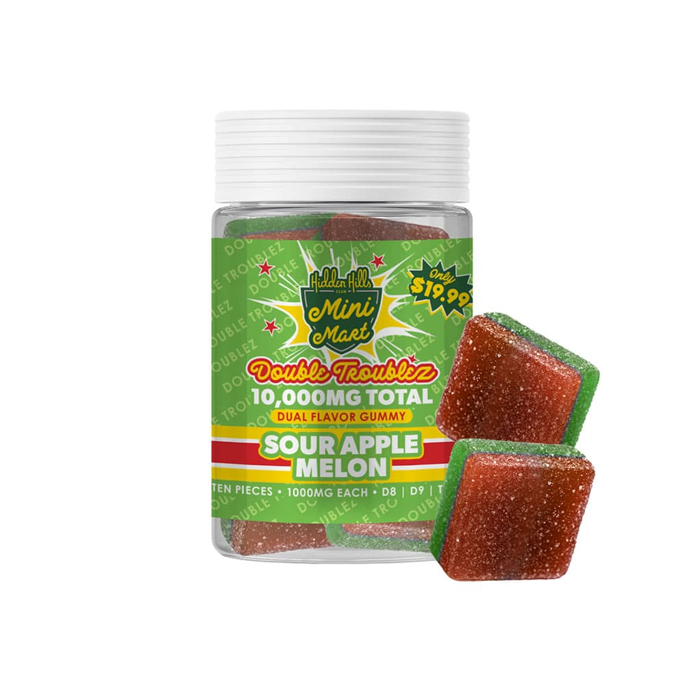 Hidden Hills 1000MG Mini Mart Double Troublez 10 ct – Sour Apple Melon