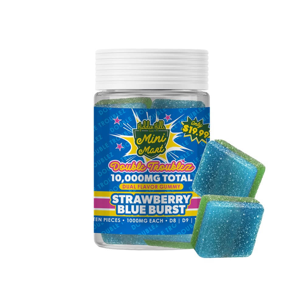 Hidden Hills 1000MG Mini Mart Double Troublez 10 ct – Strawberry Blue Burst