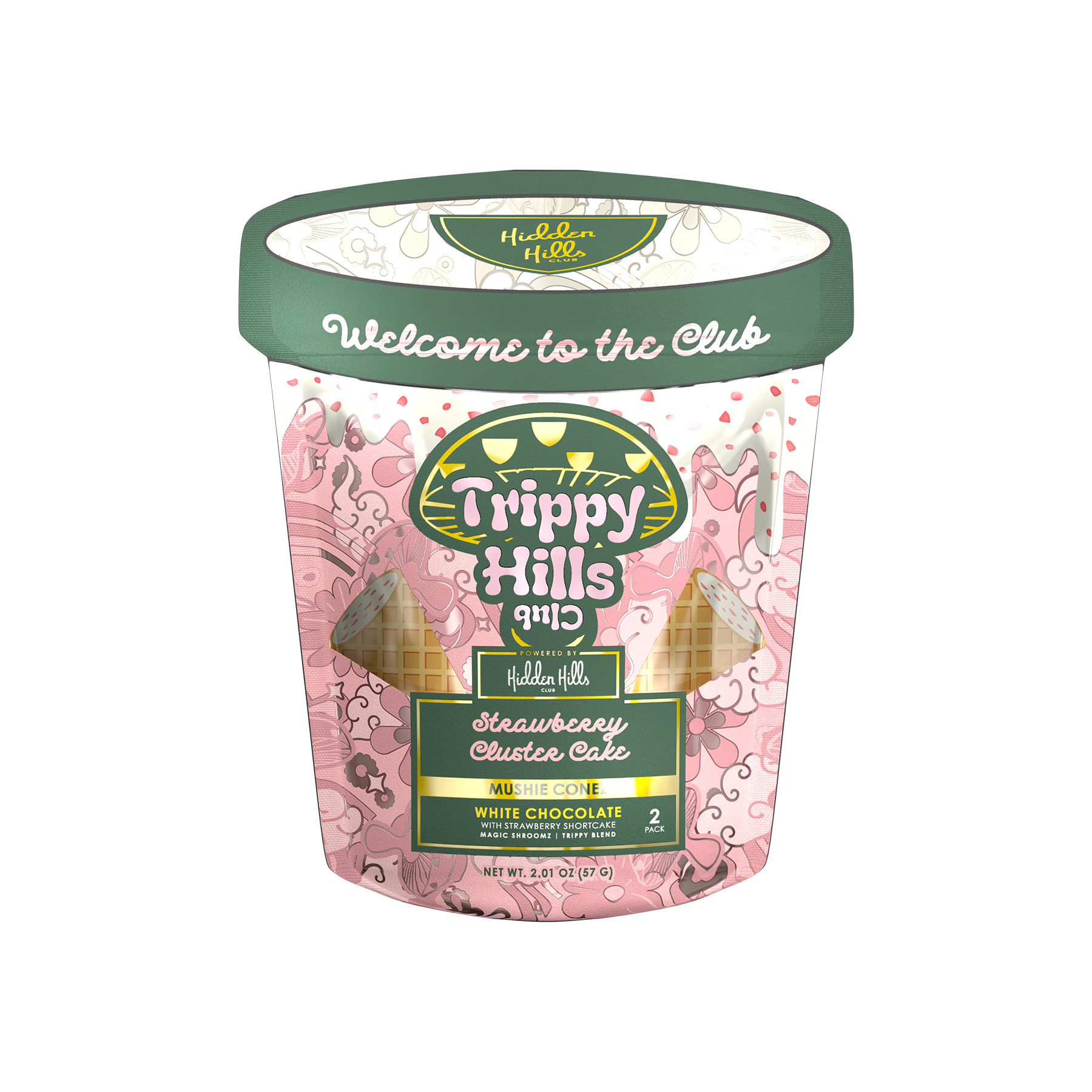 Strawberry Cluster Cake |Trippy Hills Conez