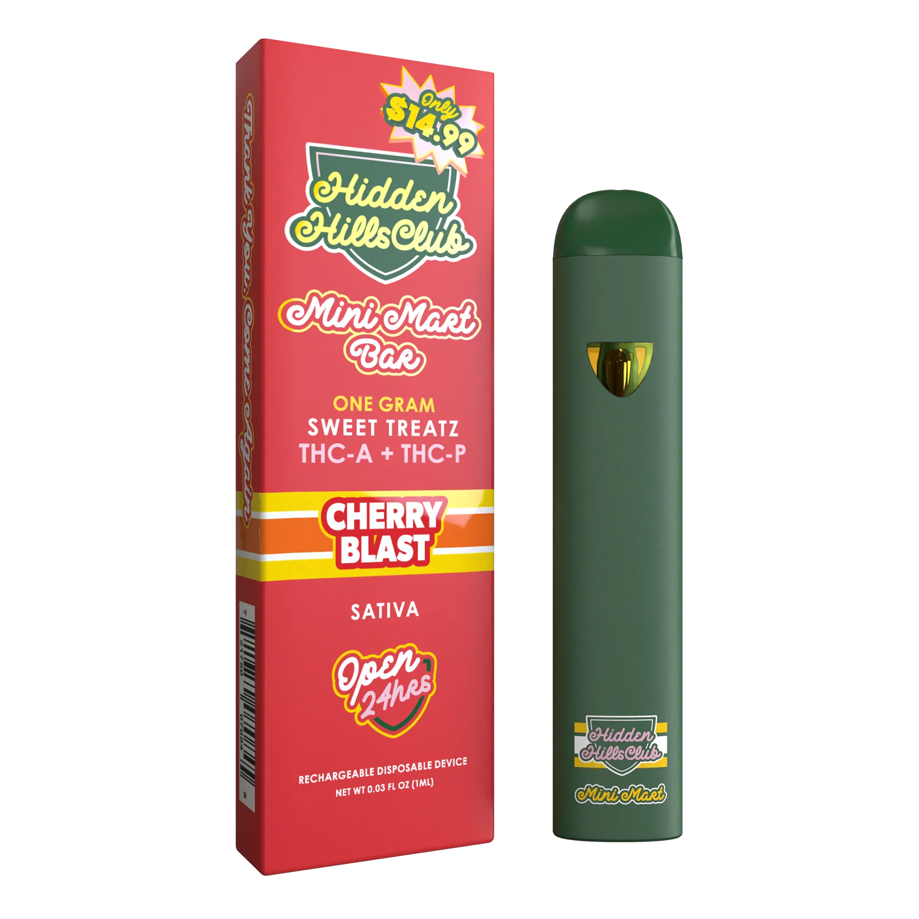 Hidden Hills Cherry Blast Sativa Sweet Treatz Mini Mart Disposable Vape