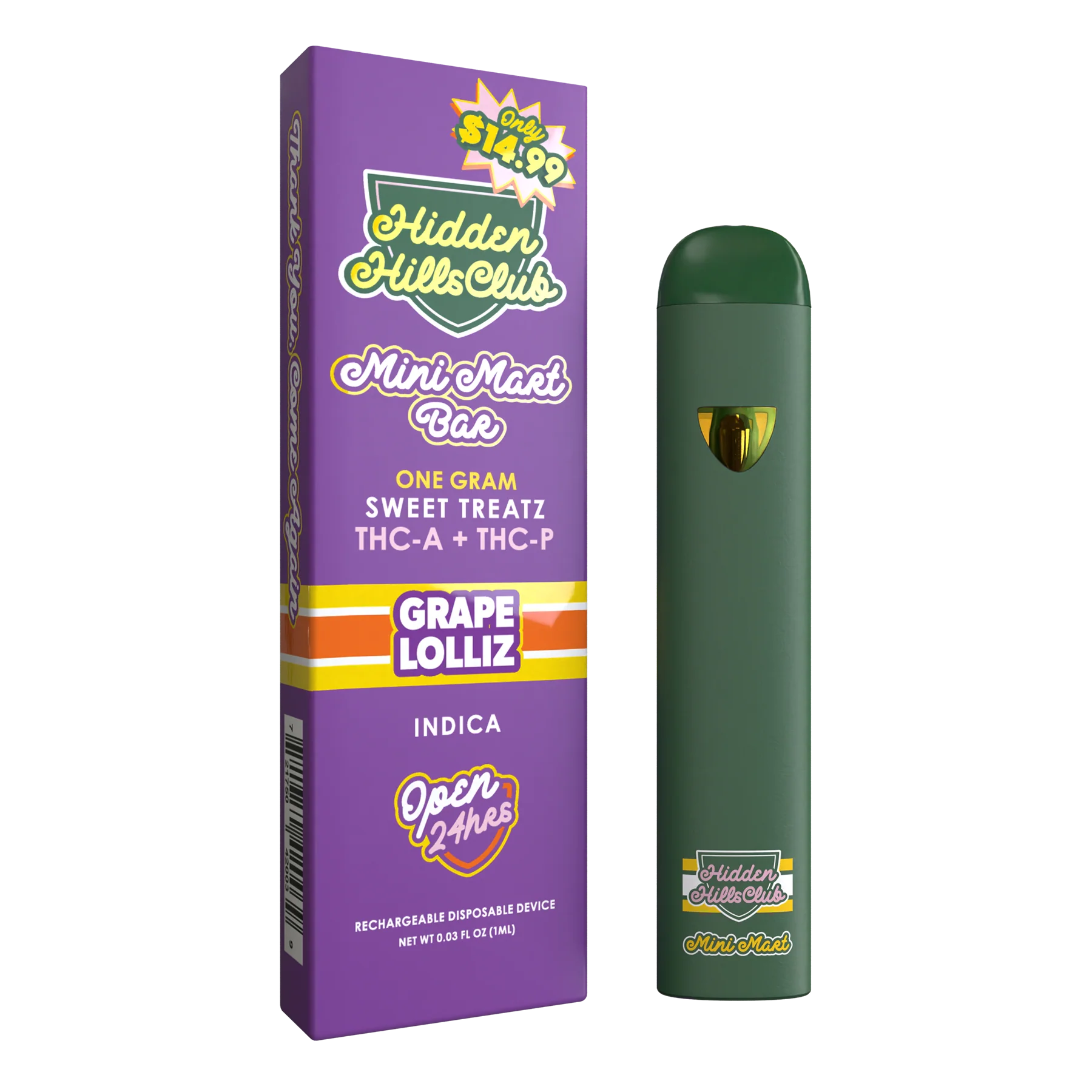 Hidden Hills Grape Lolliz Sweet Treatz Mini Mart Bar Disposable Vape
