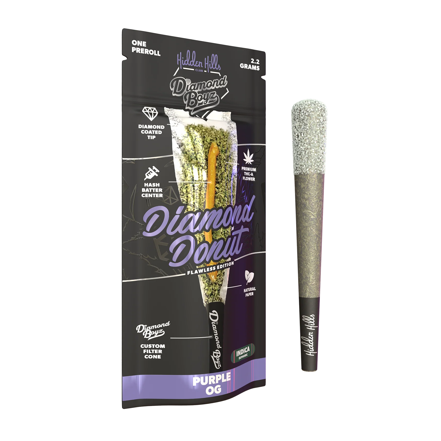 Hidden Hills 2.2G Diamond Donut Purple OG Indica Pre-rolls