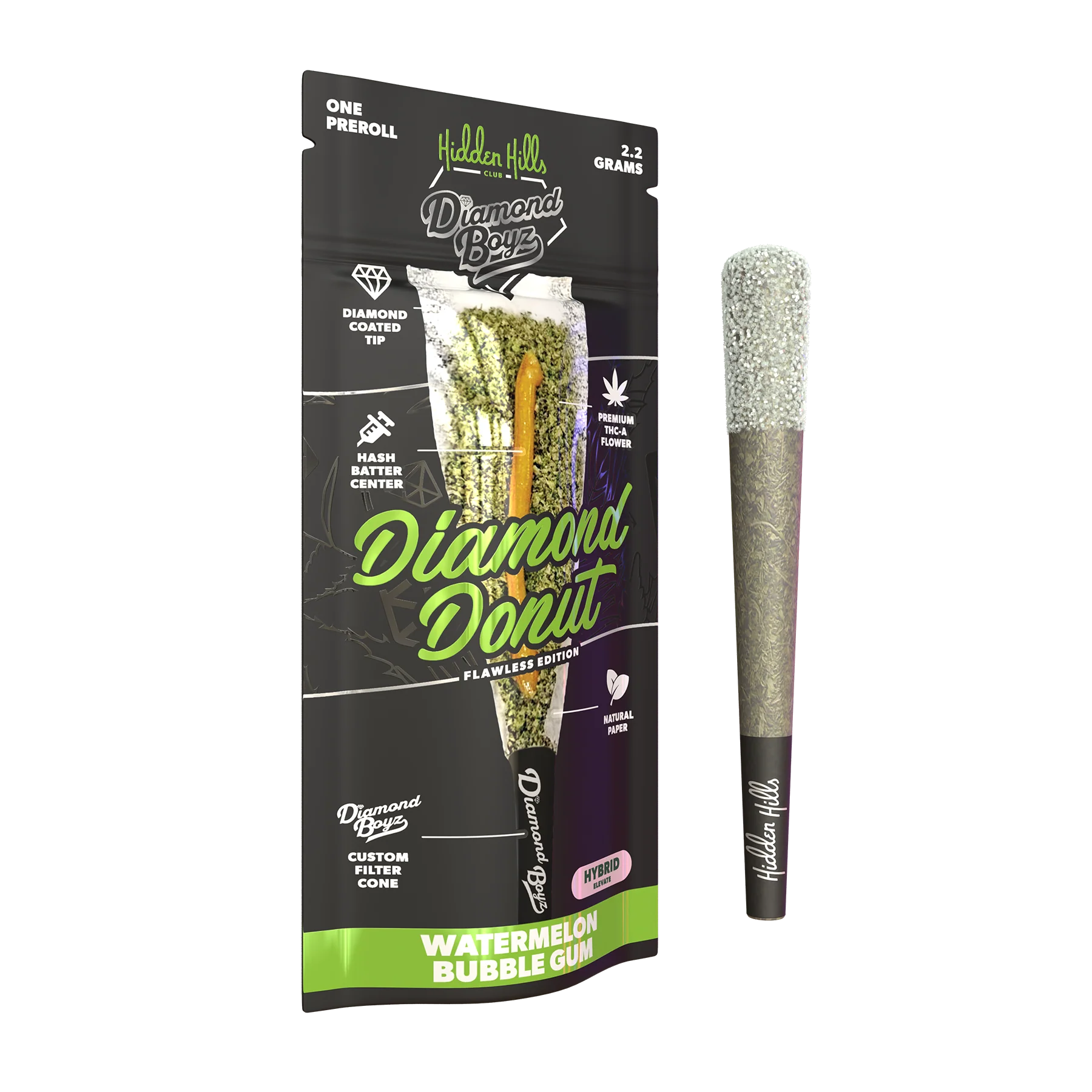 Hidden Hills 2.2G Diamond Donut Watermelon Bubble Gum Hybrid Pre-rolls